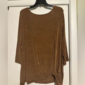 Chico's Rich Brown Travelers Collection Tunic Top